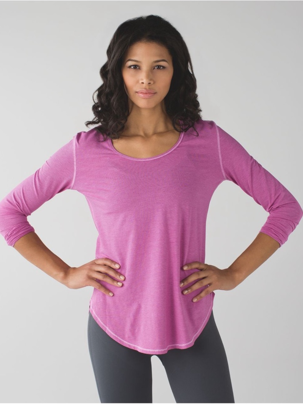 Lululemon Yogini 5 Year Long Sleeve Tee Wee Stripe Raspberry Vintage Pink Small